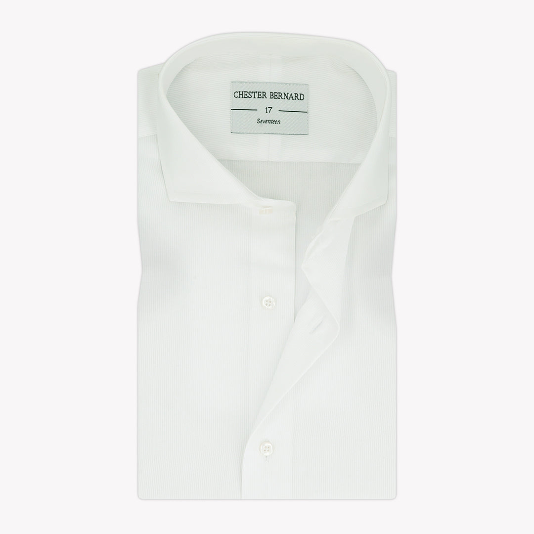 White Formal Shirt with Pin Self Stripes - Classic Men's Dress Shirt