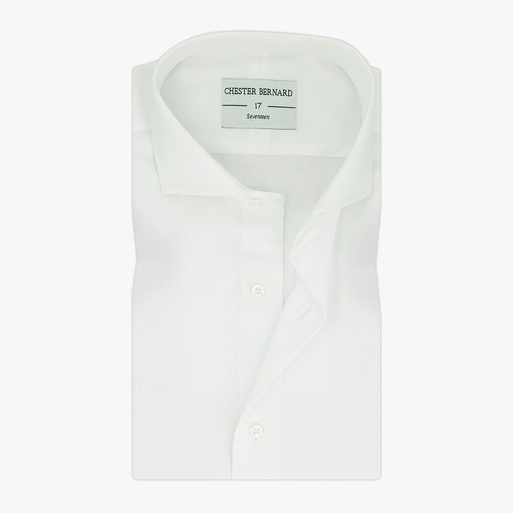 White Formal Shirt with Pin Self Stripes - Classic Men's Dress Shirt