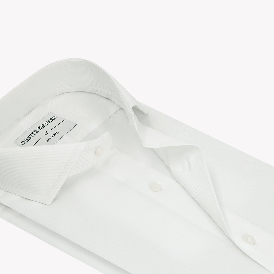 White Formal Shirt with Pin Self Stripes - Classic Men's Dress Shirt