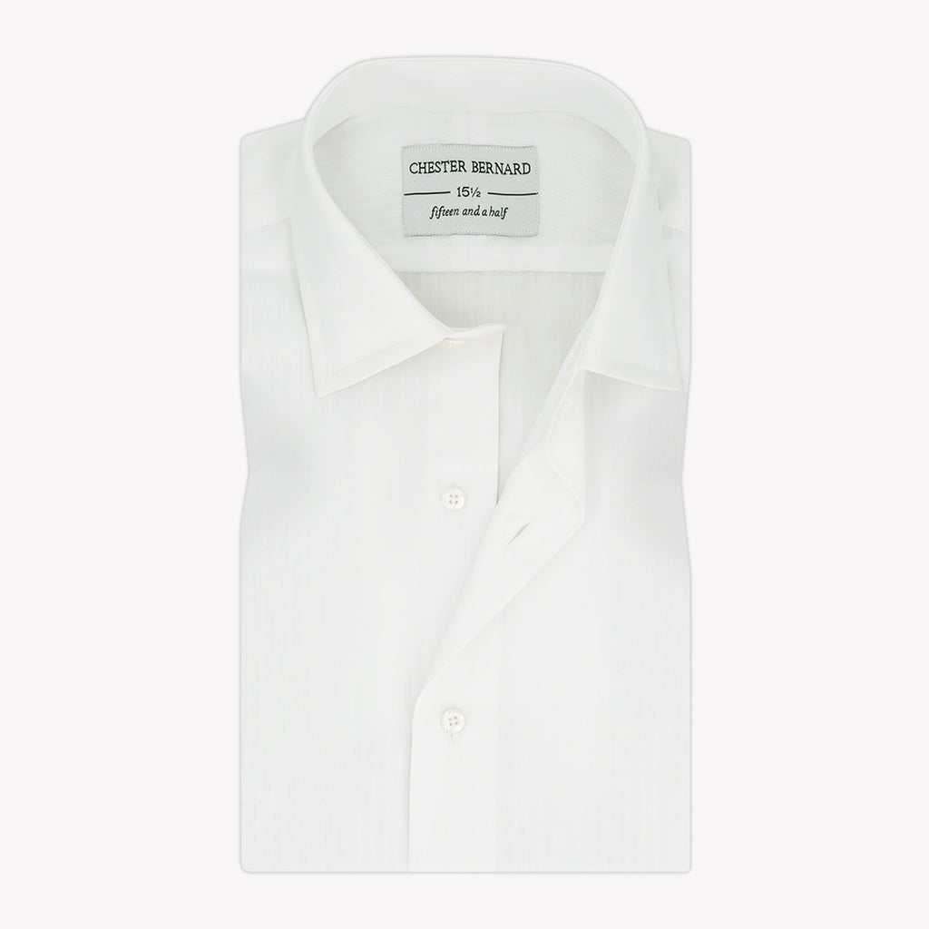 White Self Stripes Formal Shirt - Elegant Men's Dress Shirt