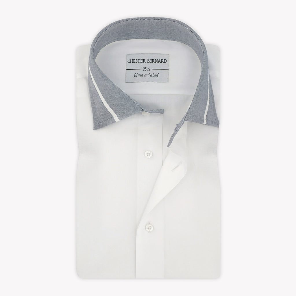 Silver Grey Accented White Semi-Formal Shirt  IcoSGC