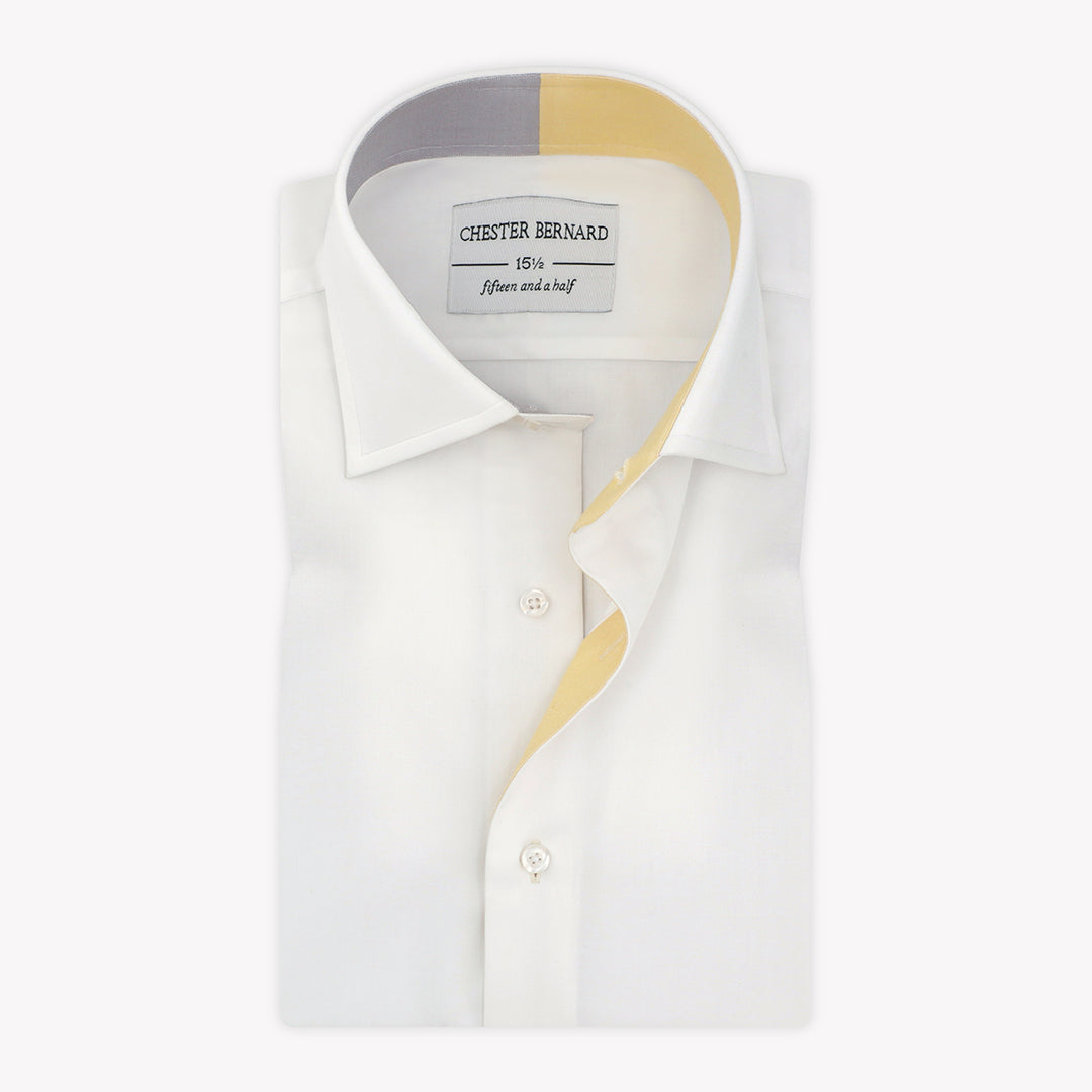 Men's Spring Lemon Grey-Edged Poplin Formal Shirt OL-442