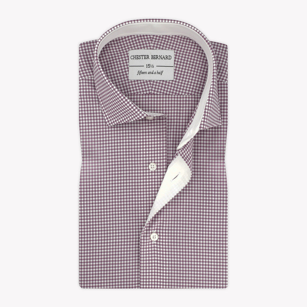 Men's Purple Checked Poplin Formal Shirt WEPPCh