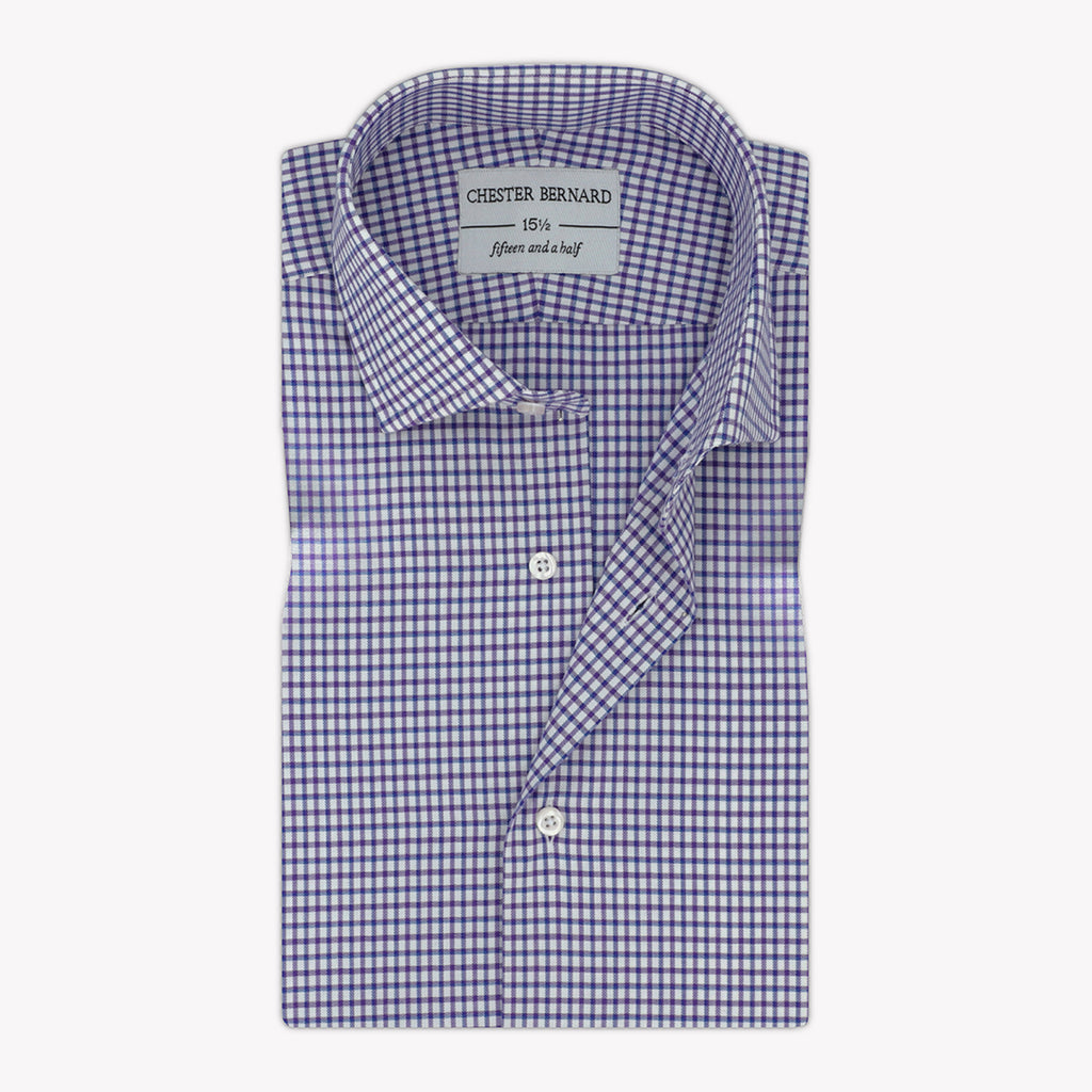 Purple Checks in Micro Twill Formal Shirt PCMPB